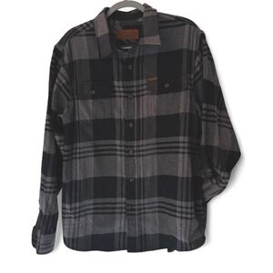 Orvis Men's L Big Bear Heavyweight Flannel Shirt Jacket Gray Plaid Cabincore